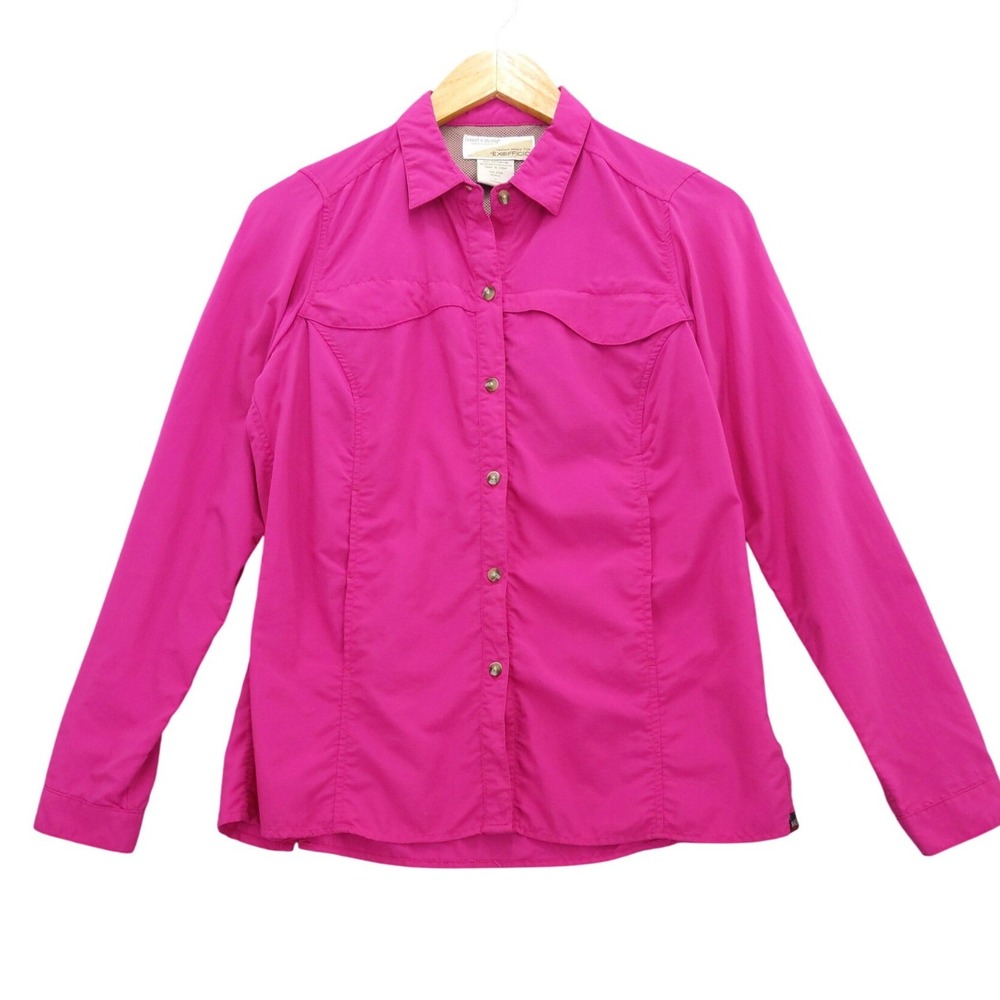 ExOfficio Insect Shield Shirt‎ Womens S Pink Ripstop Hiking Long Sleeve Pizazz